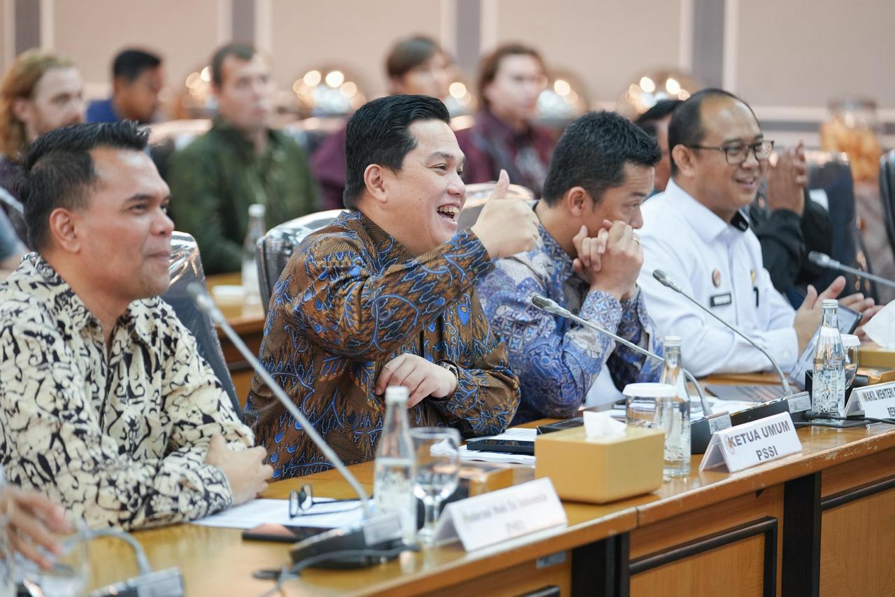 Ketua Umum PSSI, Erick Thohir, dalam Rapat Kerja Bersama dengan Komisi XIII DPR RI di Gedung DPR/MPR, Jakarta, 26 Agustus 2025. (Dok. PSSI)