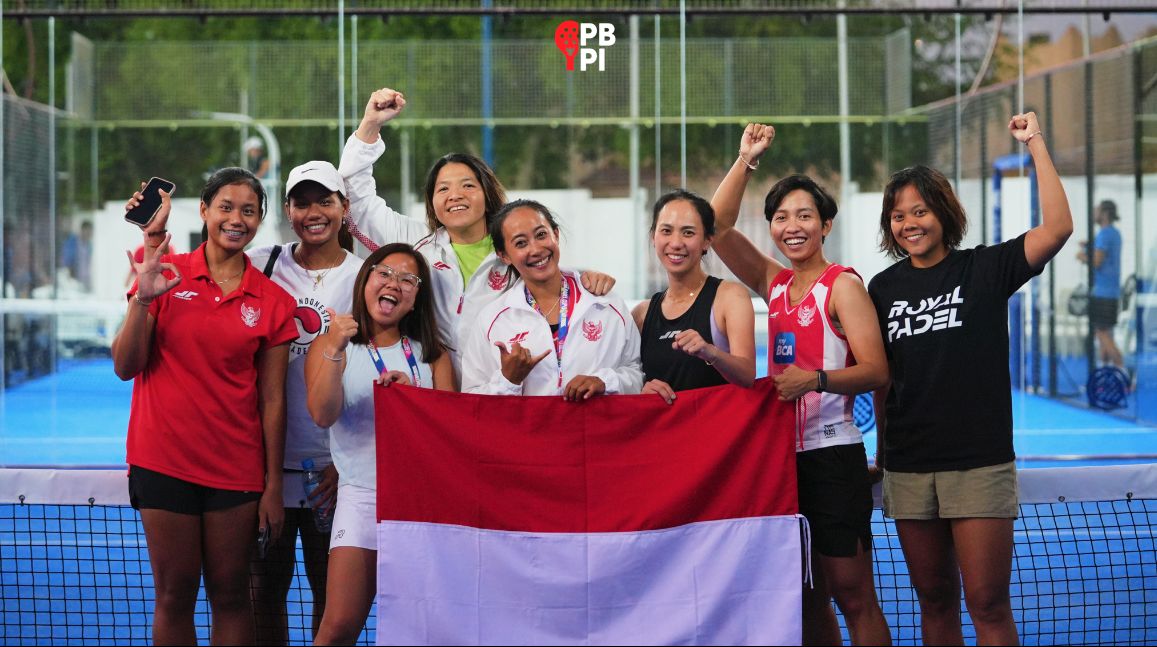Timnas padel Indonesia kategori perempuan atau Timnas padel putri Indonesia pada FIP Asia Padel Cup 2025 atau Piala Asia Padel 2025 di Doha, Qatar, 18 Oktober 2025. (Dok. PBPI)